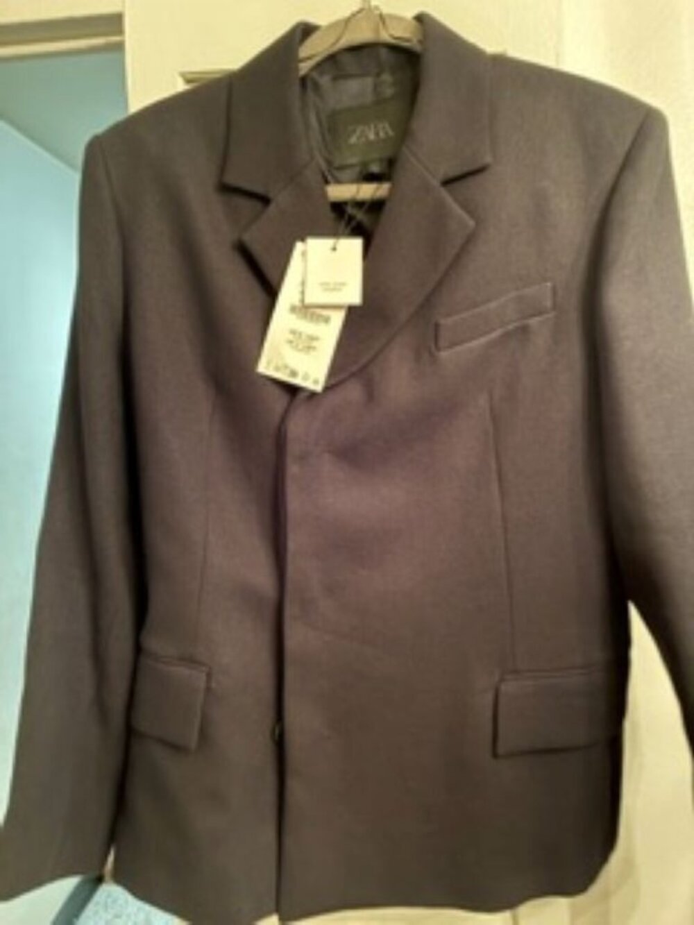 BLACK  HEAVY  LOINEN BLEND BLAZER